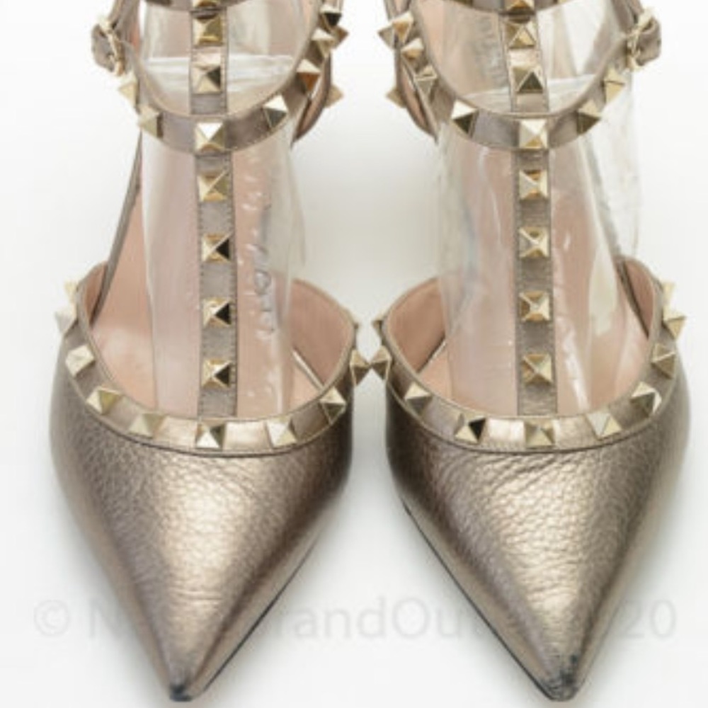 Valentino Gold Studded Heels - Picture 2 of 8
